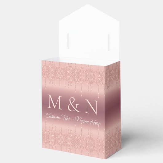 Aangepaste naam Letter Bruiloft Roos Gouden gesche Bedankdoosjes (Geopend)