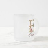 Aangepaste naam letter E goud folie blush roze roz Matglas Koffiemok (Voorkant rechts)