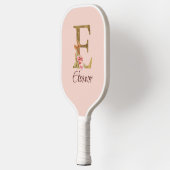 Aangepaste naam letter E goud folie blush roze roz Pickleball Paddle (Links)
