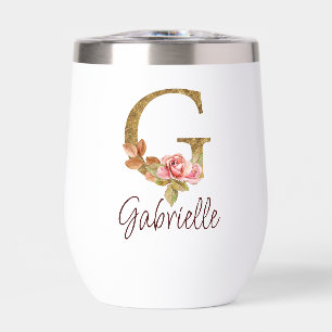 Aangepaste Naam Letter G Gold Folie Blush Pink Ros