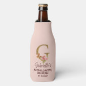 Aangepaste naam letter G goud blos roze rozen Flesjeskoeler (Fles Voorkant)