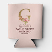 Aangepaste naam letter G Goud Blush Roze Rozen Blikjeskoeler (Voorkant)