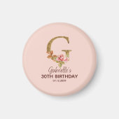 Aangepaste naam letter G Goud Blush Roze Rozen Magneet (Voorkant)