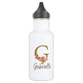 Aangepaste naam letter G Goud folie Blush Roze Roz Waterfles (Links)