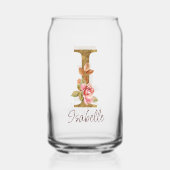 Aangepaste Naam Letter H Gold Folie Blush Pink Ros Blikvorm Glas (Achterkant)