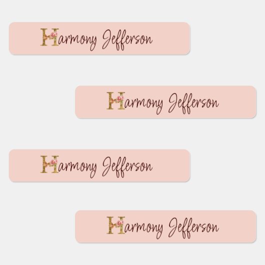 Aangepaste naam letter H Goud folie Blush Roze Roz Labels (Groep)