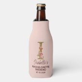 Aangepaste Naam Letter I Gold Blush Pink Roses Flesjeskoeler (Fles Voorkant)