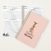 Aangepaste naam letter I Goud Blush Roze Rozen Rec Notitieboek (Binnen)