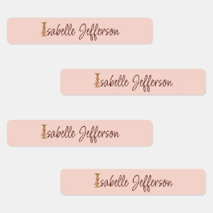 Aangepaste naam letter I goud folie blos roze roze Labels