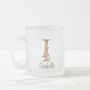 Aangepaste naam letter I goud folie blos roze roze Matglas Koffiemok