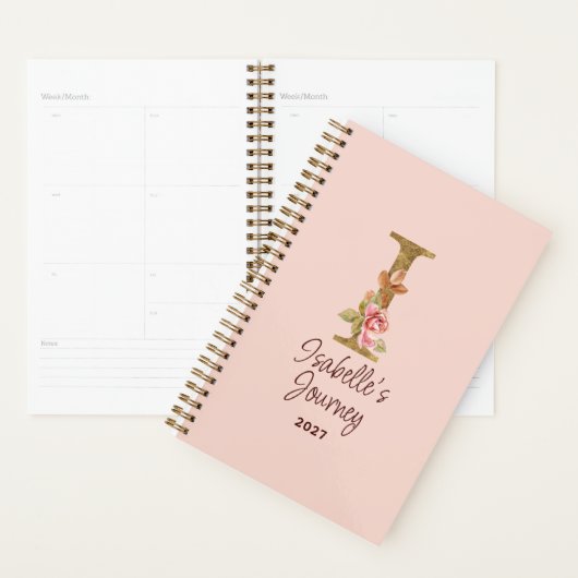 Aangepaste naam letter I goud folie blos roze roze Planner (Display)