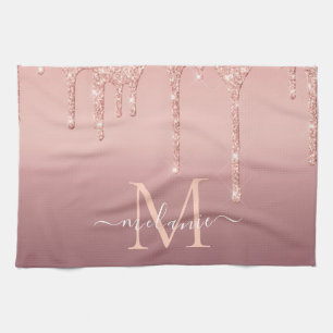 Aangepaste naam Letter Roos Gouden Glitter Keukenh Theedoek