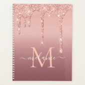 Aangepaste naam Letter Roos Gouden Glitter Planner (Voorkant)
