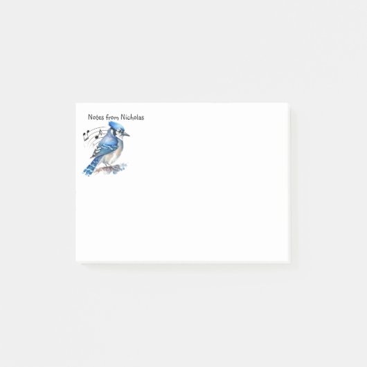 Aangepaste naam Leuk Blauwe Gaai Blauwe Gaai Vogel Post-it® Notes (Voorkant)