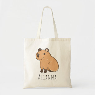 Aangepaste naam Leuke Capybara Kinder Canvas tas