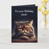 Aangepaste naam Leuke groet voor kat eigenaar Kaart (Gele Bloem)