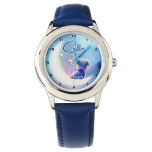 Aangepaste naam Leuke Hond op de Moon Stars Waterv Horloge