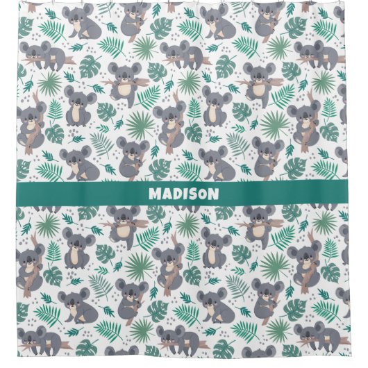 Aangepaste naam Leuke Koalas Patroon Douchegordijn (Voorkant)