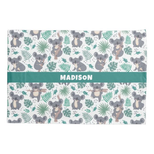 Aangepaste naam Leuke Koalas Patroon Kussensloop (Achterkant)