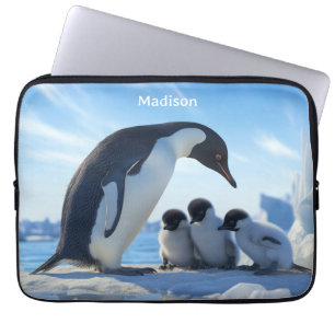 Aangepaste naam Leuke Pinguïns Laptop Sleeve