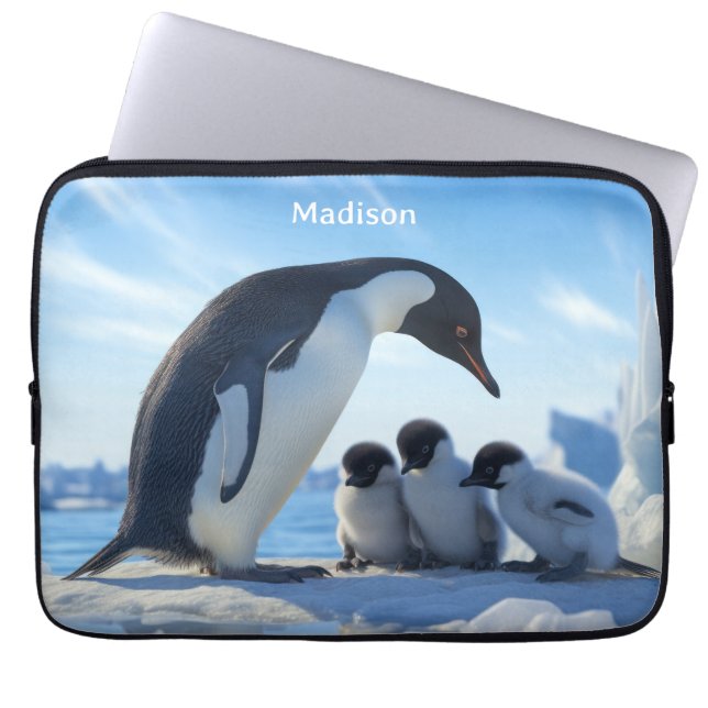 Aangepaste naam Leuke Pinguïns Laptop Sleeve (Voorkant)