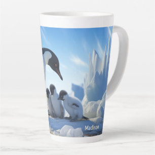 Aangepaste naam Leuke Pinguïns Latte Mok