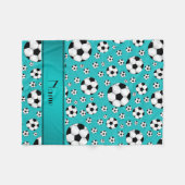 Aangepaste naam leuke turkooizen voetballen fleece deken (Voorkant (Horizontaal))