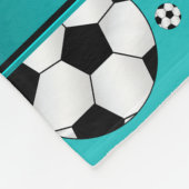 Aangepaste naam leuke turkooizen voetballen fleece deken (Hoek)