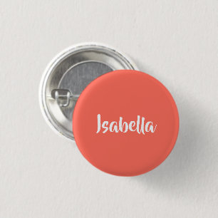 Aangepaste naam levendig levendig koraal minimalis ronde button 3,2 cm