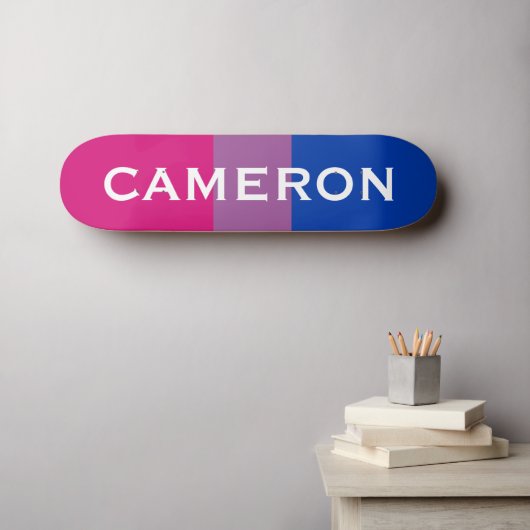 Aangepaste naam LGBTQ Rainbow Bisexual Pride vlag Skateboard (Muurkunst (Horizontaal))