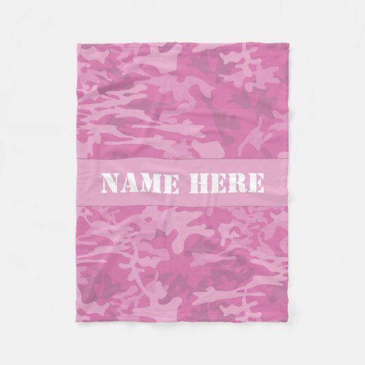 Aangepaste naam Licht Roze Camo Patroon Gooi Deken (Voorkant)