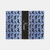 Aangepaste naam lichtblauwe glitter dachshunds fleece deken (Voorkant (Horizontaal))