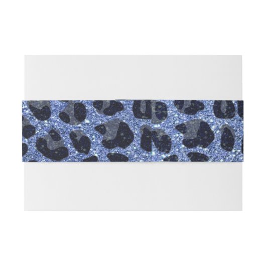 Aangepaste naam lichtblauwe glitter leopard print uitnodigingen wikkel (Achterkant Voorbeeld)