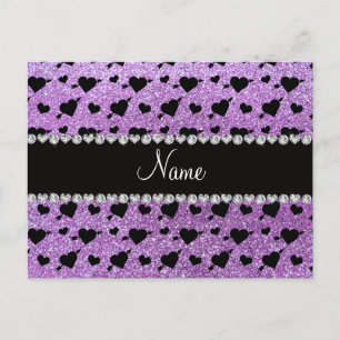 Aangepaste naam lichte paarse glitterharen briefkaart
