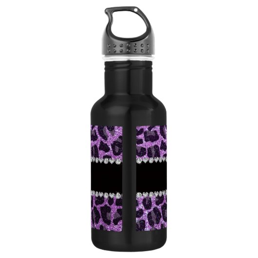 Aangepaste naam lichte paarse glittersplakafdruk waterfles (Achterkant)