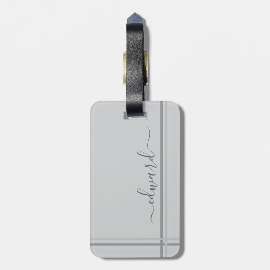 Aangepaste naam lichtgrijs bagagelabel (Achterkant verticaal)