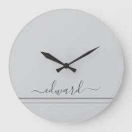 Aangepaste naam lichtgrijs grote klok