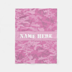 Aangepaste naam Lichtroze Camo Pattern Throw Blank Fleece Deken