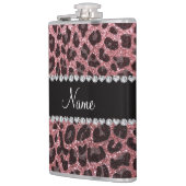 Aangepaste naam lichtroze glitter leopard print heupfles (Links)