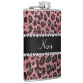 Aangepaste naam lichtroze glitter leopard print heupfles (Rechts)