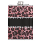 Aangepaste naam lichtroze glitter leopard print heupfles (Achterkant)
