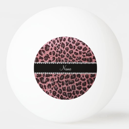 Aangepaste naam lichtroze glitter leopard print pingpongballen (Voorkant)