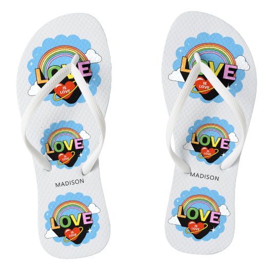 Aangepaste naam "Liefde is Liefde" Teenslippers (Voetbed)
