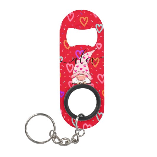 Aangepaste naam LIEFDE Kabouter Valentijn Mini Flessenopener (Voorkant)