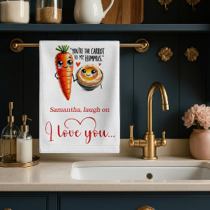 Aangepaste naam Liefde Keukendoek Grappige Voedsel Theedoek