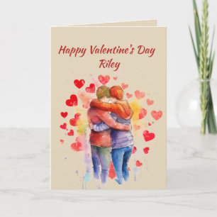 Aangepaste naam Liefde Schattig Niet-geslacht Hart Feestdagen Kaart