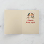 Aangepaste naam Liefde Schattigee Tortelduifjes Ro Feestdagen Kaart (Binnen)