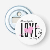 Aangepaste naam liefde speld knop button flesopener (Voorkant)