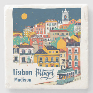Aangepaste naam Lissabon Portugal Stenen Onderzetter