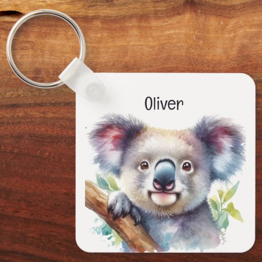 Aangepaste naam Little Koala Beer Australisch dier Sleutelhanger (Voorkant)